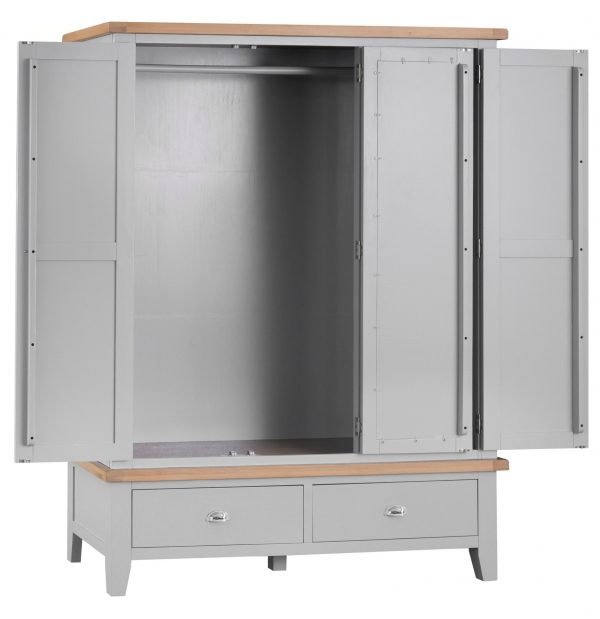 Brompton Painted Grey Triple Wardrobe Doors open scaled