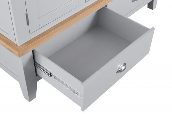 Brompton Painted Grey Triple Wardrobe Drawer Out scaled