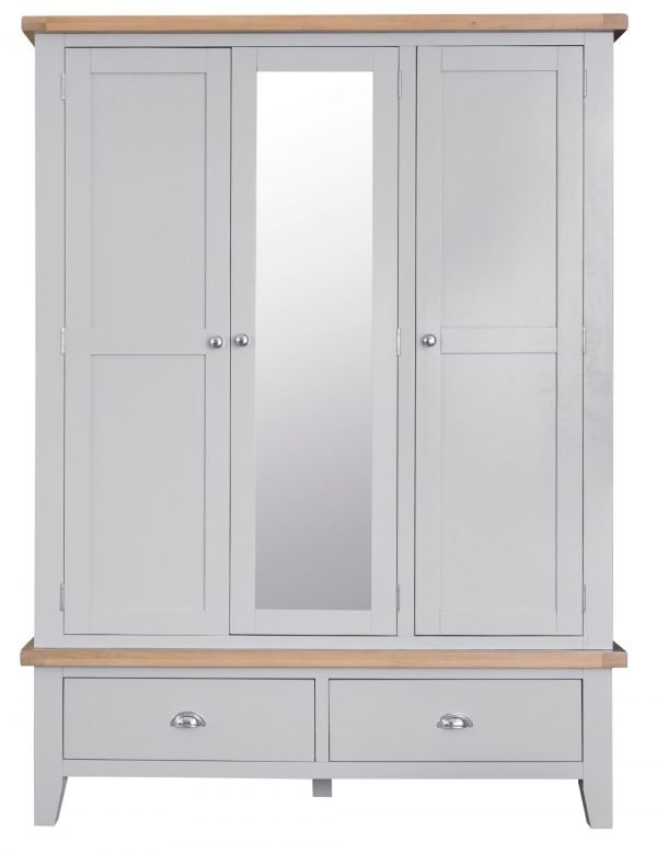 Brompton Painted Grey Triple Wardrobe Front scaled