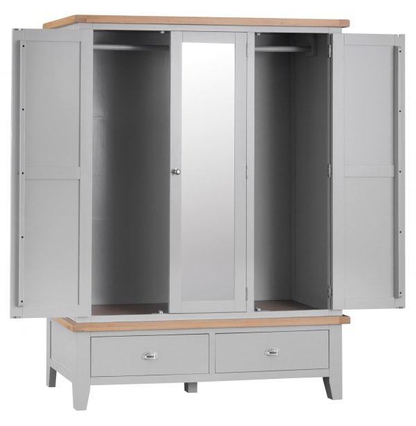 Brompton Painted Grey Triple Wardrobe Mirror scaled