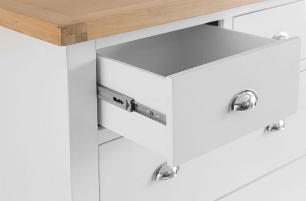 Brompton White 2 over 3 Chest Drawer Open