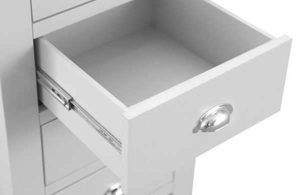 Brompton White 4 Drawer Tall Chest Drawer Open scaled