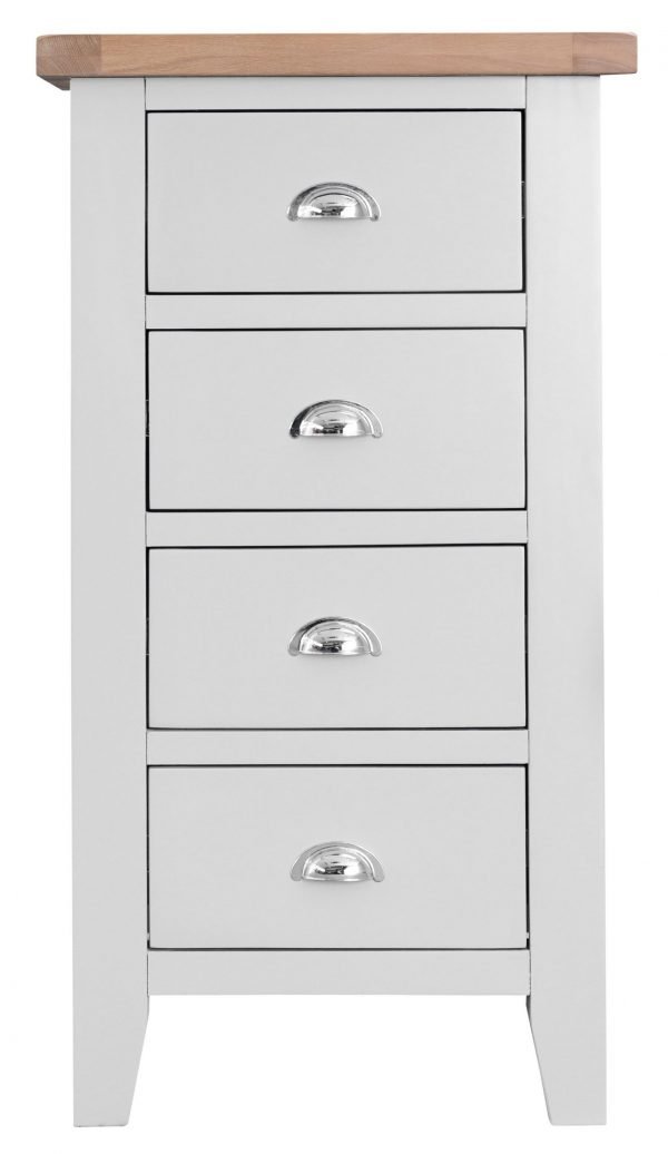Brompton White 4 Drawer Tall Chest Front scaled