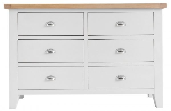 Brompton White 6 Drawer Chest Front