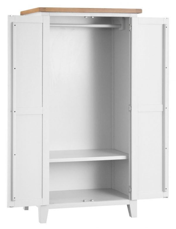 Brompton White Full hanging Wardrobe Open Shelf scaled