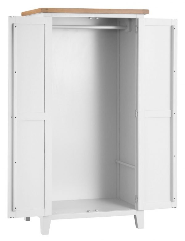 Brompton White Full hanging Wardrobe Open scaled