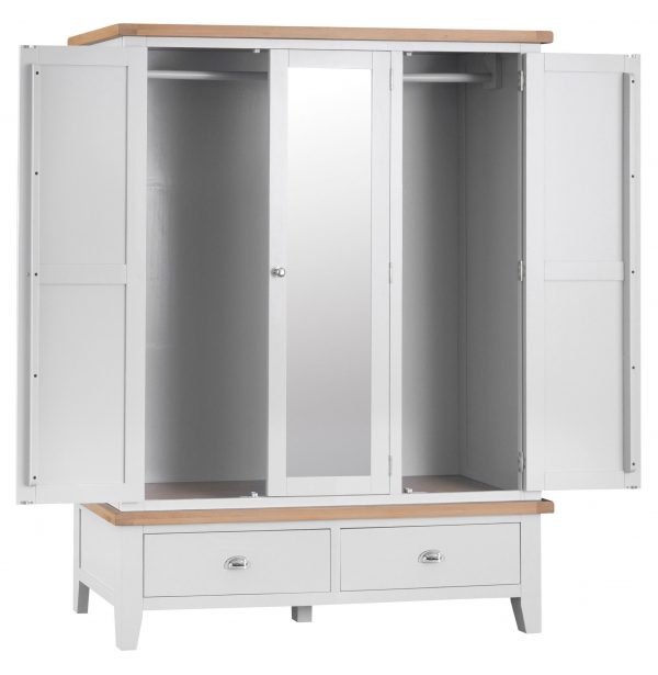Brompton White Triple Wardrobe Doors Open scaled