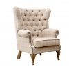 Wrap Around Button Back Wing Chair - Natural