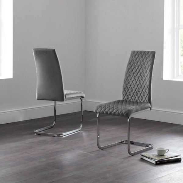 Calabria Velvet Cantilever Dining Chair Grey