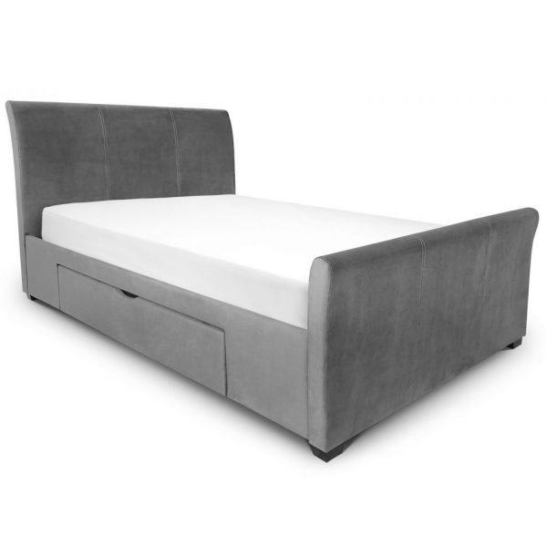 Capri Super King Bed Dark Grey Velvet