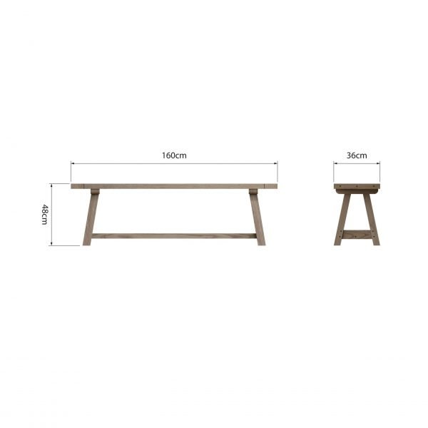 Dallow Oak 1.6M Dining Bench Dims scaled