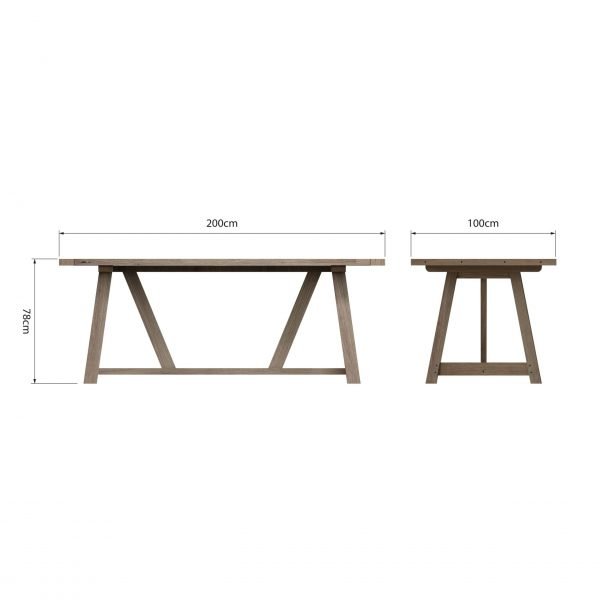 Dallow Oak 2.0M Dining Table dims scaled