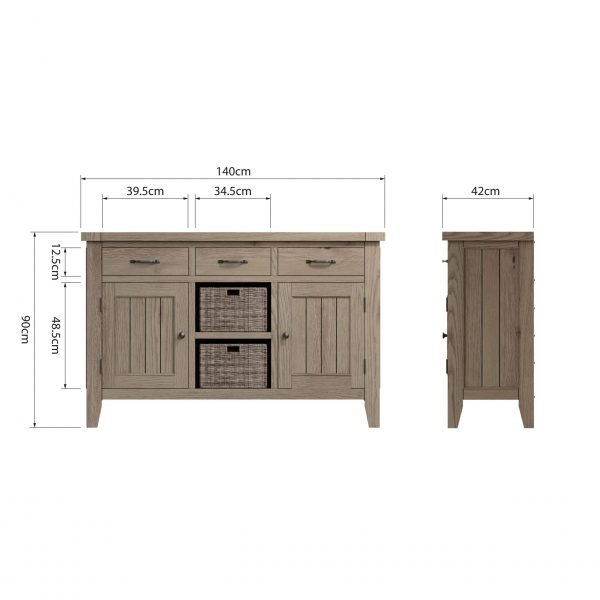 Dallow Oak Large Sideboard dims scaled