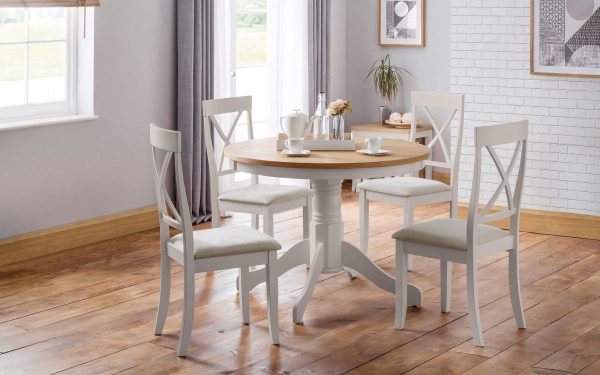 Davenport OakElephant Grey Round Pedestal Table room set