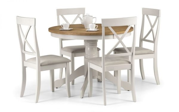 Davenport Round Pedestal Table White set