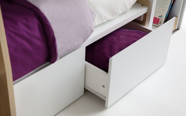 Eclipse Bunk Bed Scandinavian Oak White drawer