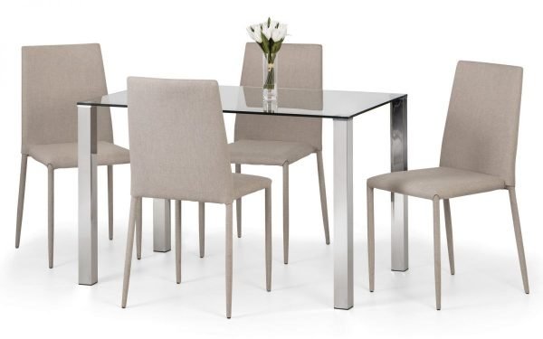 Enzo Glass Top Dining Table SET TAUPE
