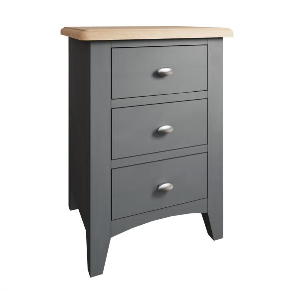 Firby Oak 3 Drawer Bedside Angle scaled