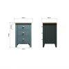 Firby Oak 3 Drawer Bedside DImensions scaled
