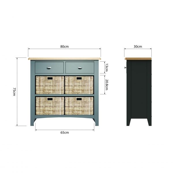 Firby Oak 4 Basket Storage Unit Dimensions scaled