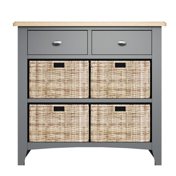 Firby Oak 4 Basket Storage Unit Front scaled