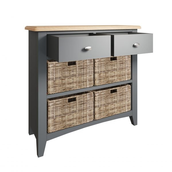 Firby Oak 4 Basket Storage Unit Open scaled