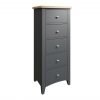 Firby Oak 5 Drawer Narrow Chest Angle scaled
