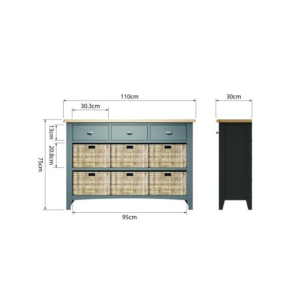 Firby Oak 6 Basket Storage Unit Dimensions scaled