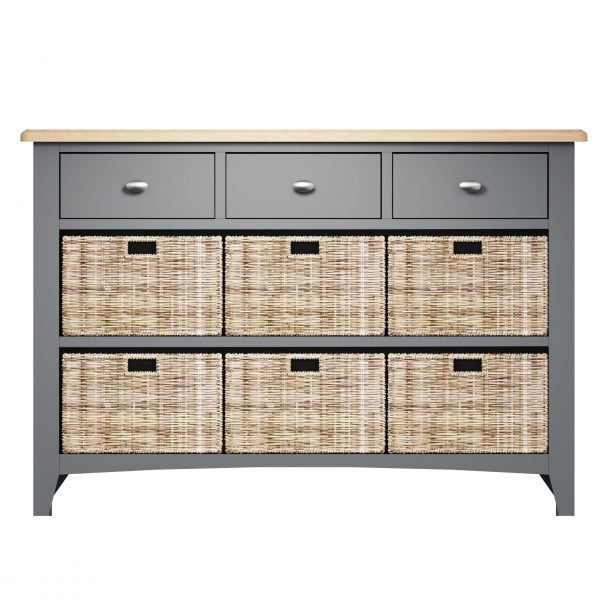 Firby Oak 6 Basket Storage Unit Front scaled