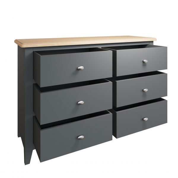 Firby Oak 6 Drawer Chest Open scaled