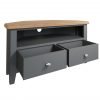 Firby Oak Corner TV Unit Open scaled
