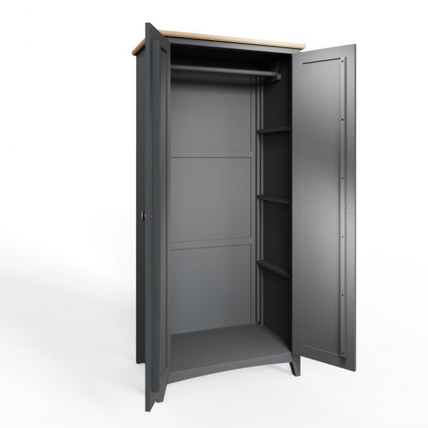 Firby Oak Full Hanging Wardrobe Open scaled