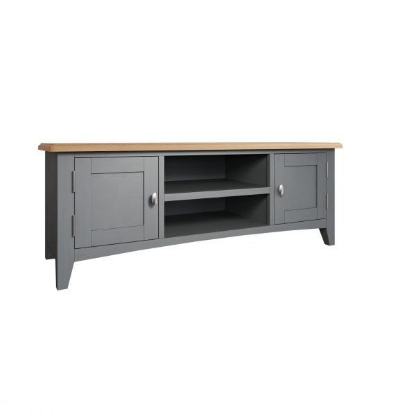 Firby Oak Large TV Unit Angle scaled