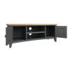 Firby Oak Large TV Unit Open scaled