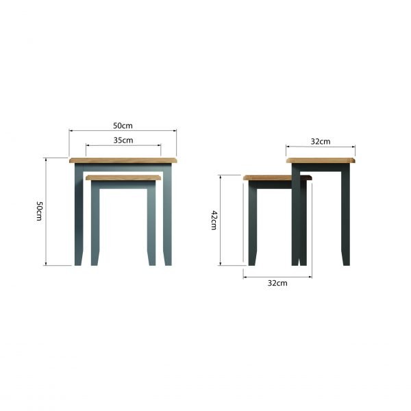 Firby Oak Nest of 2 Tables Dimensions scaled