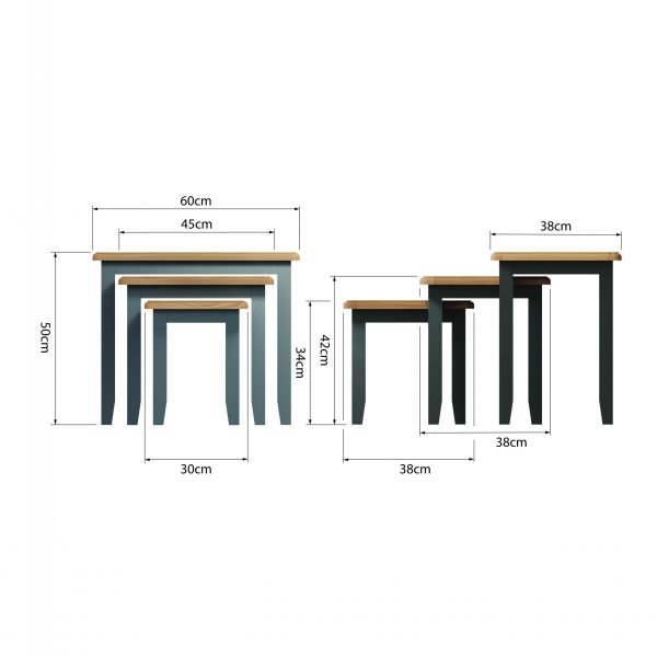 Firby Oak Nest of 3 Tables Dimensions scaled