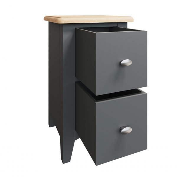 Firby Oak Small Bedside Cabinet Open scaled