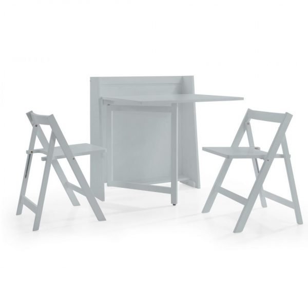 Helsinki Compact Folding Light Grey Dining Set White