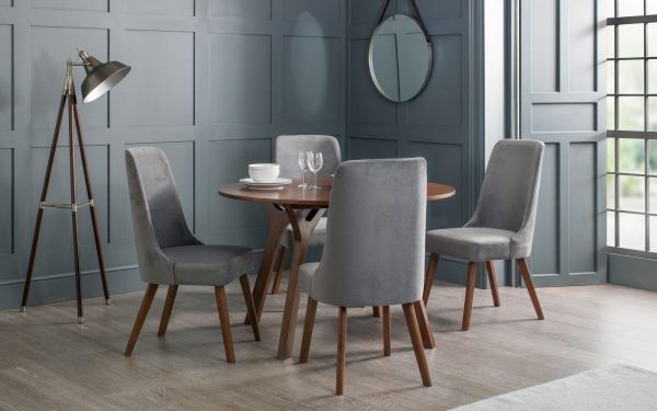 Huxley Chenille Dining Chair and Table Dusk Grey Hero