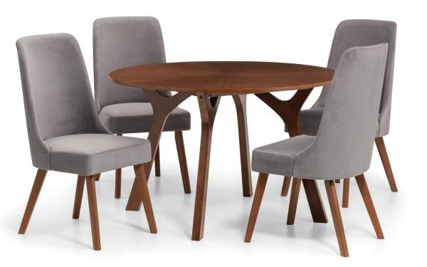 Huxley Round Table Walnut and Chairs