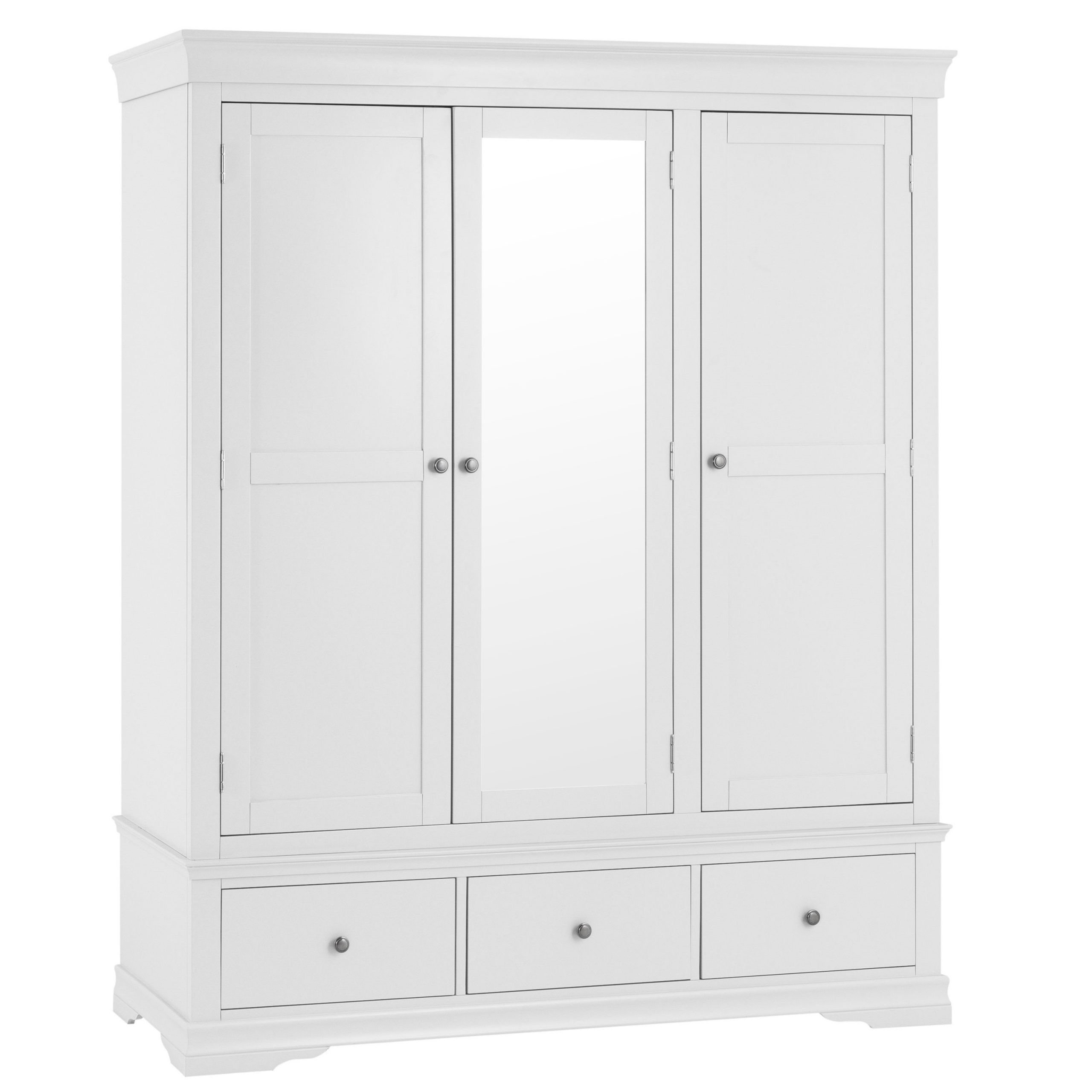 Isabelle White 3 Door Wardrobe Only Oak Furniture