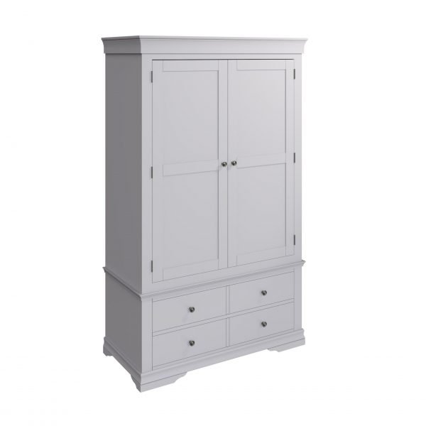 Isabelle Grey 2 Door 4 Drawer Wardrobe angle scaled