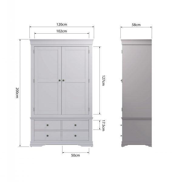 Isabelle Grey 2 Door 4 Drawer Wardrobe dims scaled