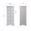 Isabelle Grey 5 Drawer Narrow Chest dims scaled