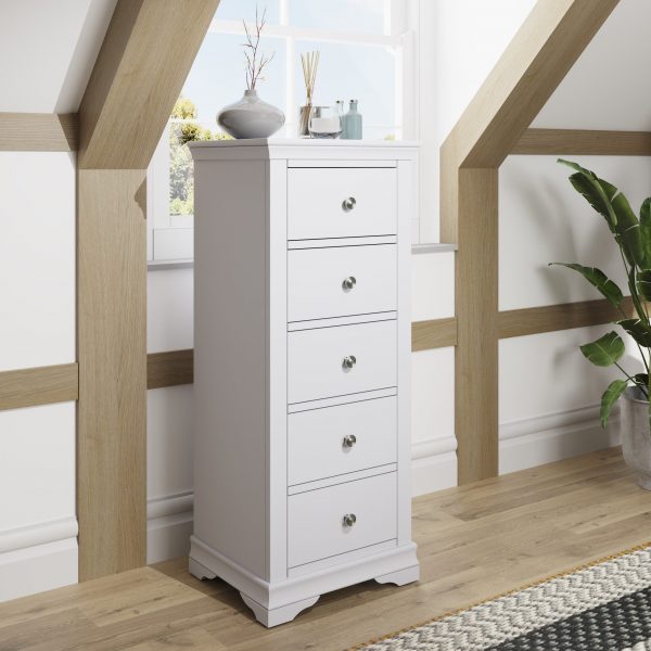Isabelle Grey 5 Drawer Narrow Chest scaled
