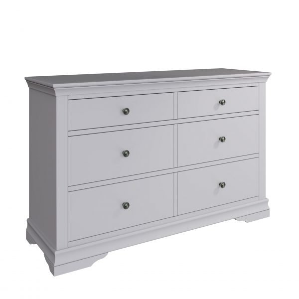 Isabelle Grey 6 Drawer Chest angle scaled