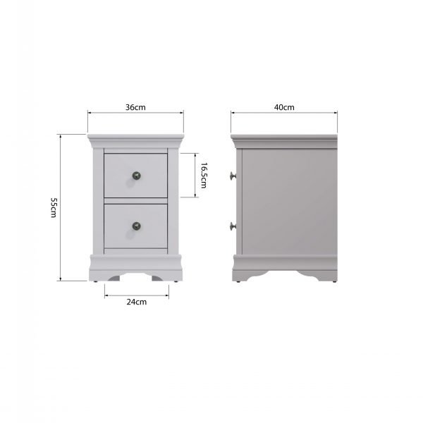 Isabelle Grey Bedside Cabinet dims scaled