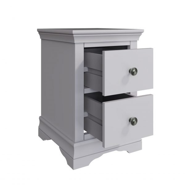Isabelle Grey Bedside Cabinet open scaled