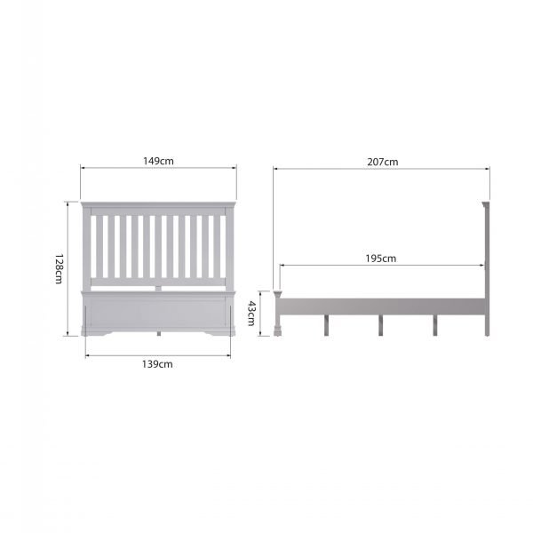 Isabelle Grey Double Bed dims scaled