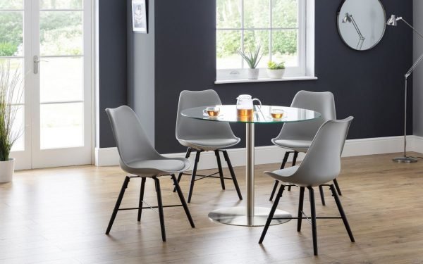 Kari Dining Chair Grey Seat Black Legs set